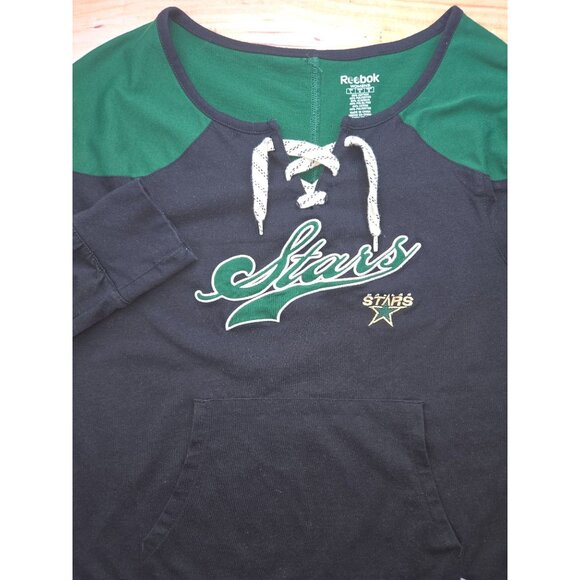 Dallas Stars Reebok Women's Raglan Lace-Up Sweatshirt Large - Picture 4 of 6
